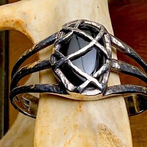Sterling Silver and Black Onxy Geometric cuff/ Gorgeous!!!